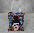 Kadınlar İçin Renkli Goblen Dokuma Bez Çanta