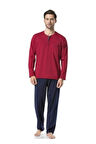 5454 Erkek Penye Pijama Takımı - Bordo