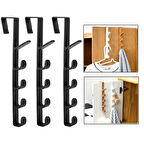 Microcase Taşınabilir Kapı Arkası Dikey 5 Kancalı Takı Eşya Çanta Şapka Kıyafet Askısı - SİYAH AL4833 3 Adet