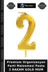 Premium Organizasyon Parti Malzemesi Pasta 2 RAKAM GOLD MUM