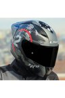 LS2 RAPID 2 CIRCLE MAT SİYAH-KIRMIZI KASK XL