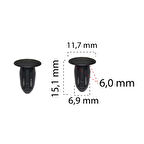 Oto Agraf Oto Klips Siyah 6,9mm 654720 Peugeot Renault 7703077078 BMW 51441854624 25 Adet