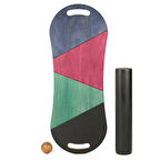 Renkli Denge Tahtası Balance Roller Board Çift Fonksiyonlu Sörf Eğitim Tahtası Kaykay Eğitim Tahtası 73 x 28 CM – RB19