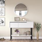 Robin Home Lidya Dresuar Aynalı Kapaklı Metal Ayaklı Beyaz