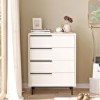 Robin Home Lidya Şifonyer 4 Çekmece Metal Ayaklı Beyaz 