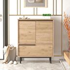 Robin Home Lidya Ayakkabılık Çok Amaçlı Dolap 3 Kapaklı Metal Ayaklı Sepet 