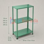 3 Katlı Renkli Dekoratif Çelik Raf - Çiçeklik rafı, Ofis Rafı 0,70 mm Turuncu-31x60 cm-200 cm