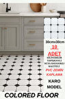 30cm x 30cm 10 Adet Yapışkanlı Karo Floor Pvc Panel Yer Zemin Kaplama Paneli Arkası Kauçuklu 3319