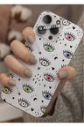 Realme GT2 Uyumlu Renkli Göz Tasarımlı Şeffaf Telefon Kılıfı Kapak Case