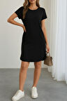 Reka Moda Kadın Kısa Kollu Bisiklet Yaka Viskon Iki Iplik Elbise