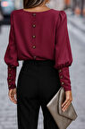 Reka Moda Kadın Uzun Kollu Yuvarlak Yakalı Düğmeli Ithal Krep Bluz