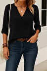 Reka Moda Kadın Uzun Kollu V Yakalı Ithal Krep Bluz