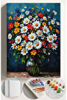 Sayılarla Boyama Seti Numaralı Tuval Fırça Boya 40x50 Cm - RENKLİ PAPATYA DEMETİ