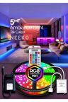 5mt Şerit Animasyonlu Tak Çalıştır Kumandalı Trafolu Rgb Şerit Işık Aydınlatma Parti Led