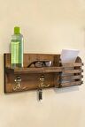 Doğal Ahşap Duvar Rafı Askılı Organizer