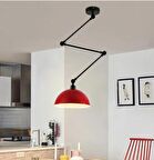 RİOLİGHT MODERN ÜÇ MAFSALLI AKROBAT KIRMIZI BAŞLIK METAL MASA ÜSTÜ SARKIT AVİZE ŞAPKA ÇAPI:30CM