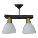 RİOLİGHT RETRO,RUSTİK İKİLİ OPAL CAMLI METAL GÖVDE SARKIT AVİZE ÇAP:30CM