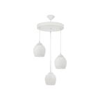 RİOLİGHT RETRO BEYAZ METAL GÖVDE  3LÜ OPAL CAMLI SARKIT AVİZE TABAN ÇAPI:30CM