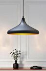 RİOLİGHT MODERN1 SİYAH İÇİ GOLD ODA,MUTFAK,CAFELER İÇİN TEKLİ METAL SARKIT AVİZE ÇAP:35CM