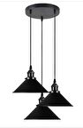 RİOLİGHT VİNTAGE,RETRO,RUSTİK, SİYAH 3XE27 DUYLU METAL SARKIT AVİZE ÇAP:30CM