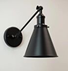 RİOLİGHT VİNTAGE1,RUSTİK,RETRO ÇİFT MAFSALLI SİYAH HAREKETLİ BAŞLIK METAL DUVAR APLİK