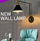 RİOLİGHT RETRO,VİNTAGE SİYAH ESKİTME MAFSALLI 1XE27 DUYLU HAREKETLİ BAŞLIK METAL AKROBAT DUVAR APLİK