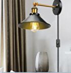 RİOLİGHT RETRO,RUSTİK,VİNTAGE HAREKETLİ BAŞLIK FİŞLİ KABLOLU DUVAR APLİK ŞAPKA ÇAPI:23CM