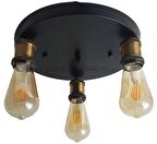 RİOLİGHT RETRO,VİNTAGE,RUSTİK 3XE27 ESKİTME DUYLU METAL PLOFONYER AVİZE ÇAP:30CM