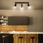 RIOLİGHT MODERN2 SİYAH SALON,MUTFAK,GİYİNME ODASI,CAFELER İÇİN METAL 3LÜ LED SPOT AVİZE(AMPUL DAHİL)