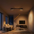 RİOLIGHT MODERN SİYAH HAREKETLİ BAŞLIK 4XGU10 SIRALI LED SPOT AVİZE(AMPUL DAHİLDİR)UZUNLUK 120CM