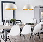 RİOLİGHT RETRO BEYAZ İÇİ GOLD TEKLİ METAL SARKIT ÇAP: 30CM NOT: 1 ADET FİYATIDIR