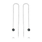 925 Ayar Gümüş Zincirli Lacivert Nazar Küpe