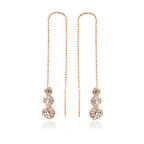 925 Ayar Gümüş Beyaz Taşlı Zincirli Küpe