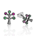 925 Ayar Gümüş Hayat Ağacı Çivili Küpe