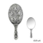 925 Ayar Gümüş Lale Motifli El Aynası