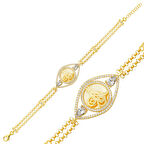 925 Ayar Gümüş Gold Kaplama Tuğralı Kadın Bileklik