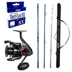 YekOutdoor Profesyonel Olta Seti Okuma Surfliner+ Surf 420cm 100-250gr 3 Parça Olta Kamışı&Okuma Ceymar C-8000A Olta Makinesi