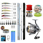 YekOutdoor Yüksek Performans Olta Seti Okuma Surfliner+ Surf 420cm 100-250gr 3 Parça Olta Kamışı&Okuma Flite Surf FLS35-1500AY Gunsmoke 9+1BB Olta Makinesi