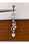 316 L Cerrahi Çelik Anti Alerjik 10 mm Kristal Taşlı Sallantılı Sarmaşık Model Göbek Piercingi