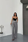 PANTOLON BEL ŞERİT DETAYLI - Gri