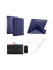 Samsung Galaxy Tab S10 FE Plus 13.1" ile Uyumlu Standlı Kılıf Dokunmatik Kalem ve Klavye Mouse Set