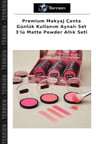 Premium Makyaj Çanta Günlük Kullanım Aynalı Set 3'lü Matte Powder Allık Seti