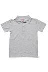 Gri Kısa Kol Düz Renk Yakalı 6-17 Yaş Çocuk Okul Lakos Tişört Polo Yaka T-shirt 