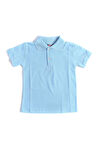 Mavi Kısa Kol Düz Renk Yakalı 6-17 Yaş Çocuk Okul Lakos Tişört Polo Yaka T-shirt 