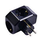 Viko | Yonca Plus Priz, 3'lü, Siyah