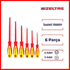İzeltaş | Tornavida Seti, 6 Parça Elektrikçi İzoleli 1000V, Güvenli ve Dayanıklı