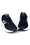 Erkek Siyah Beyaz Bağcıklı Nefes Alan Esnek Hafif Günlük Sneaker Spor Ayakkabı