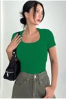 Kadın  Kare Yaka T-shirt & Bluz , Likralı Fitilli Kaşkorse Kumaş
