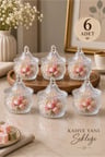 Loren Kapaklı Cam Lokumluk,Tombul Mini Şekerlik,8 cm Mini Kahve Yanı İkramlık 6'lı Set