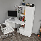  Minör BEYAZ Çalışma Masası ve 7 Bölmeli Kitaplık